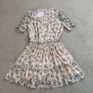 NWT Anthropologie Current Air Floral Tiered Ruffle Mini Dress Sz S Fairy Whimsy